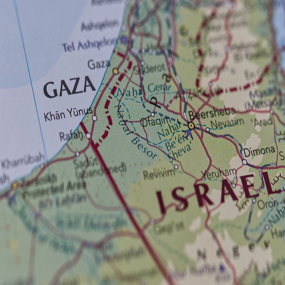 Gaza, Palestine territories in the map
